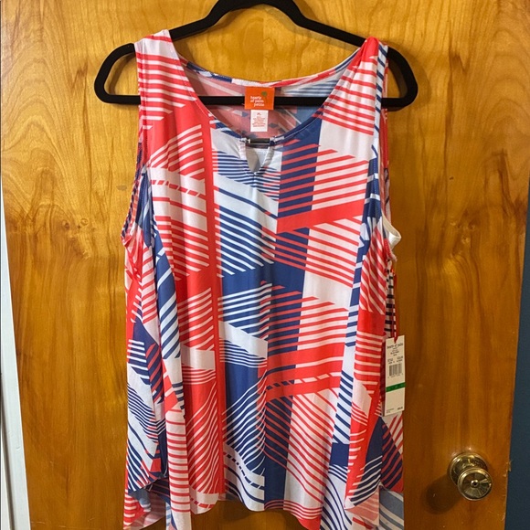 hearts of palm Tops - Colorful Blue and Red Striped Sleeveless Top